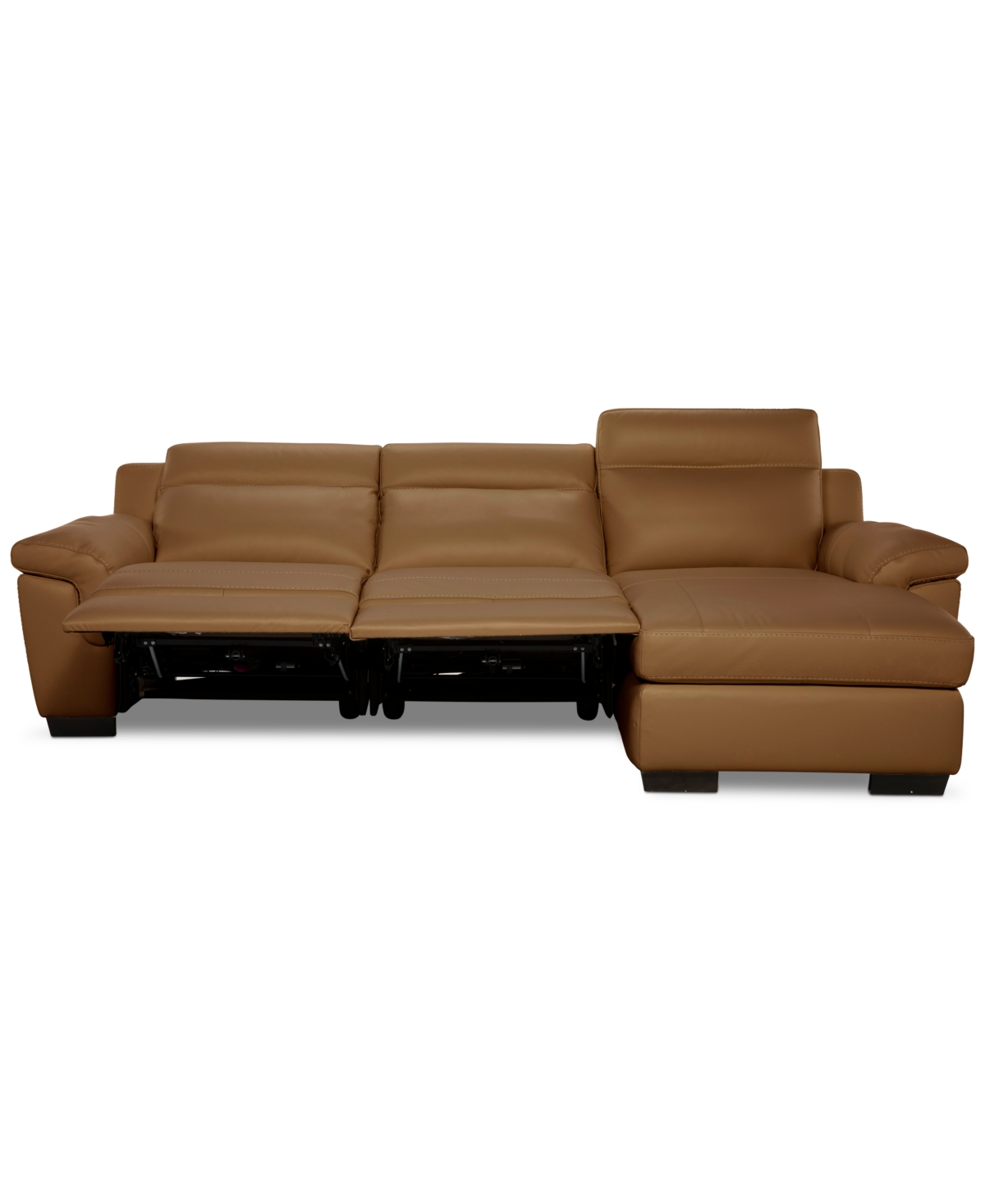 Macy's Julius Ii 3-pc. Leather Chaise Sectional With 2 Power Recliners,  Exclusive In Brown