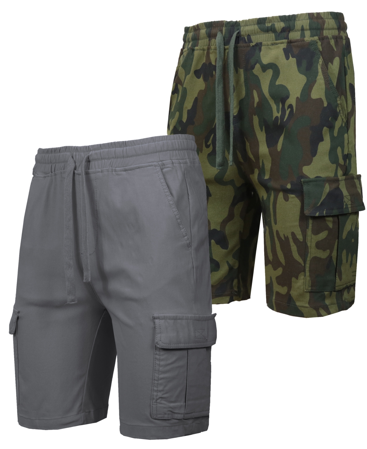 Men's 2-Pack Super Flex Stretch Cargo Jogger Shorts - Black, Gray
