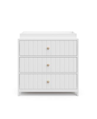 Teddi 3 Drawer Chest with Changing Table Topper (White)
