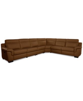 Julius II 6-Pc. Leather L Sectional with 3 Power Recliners