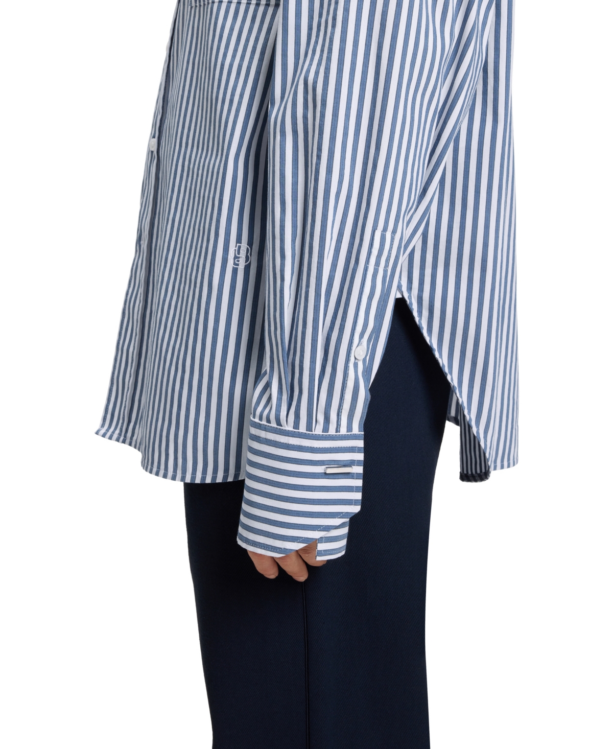 Hugo Boss Boss By  Women's Cotton-blend Striped Blouse In Blue