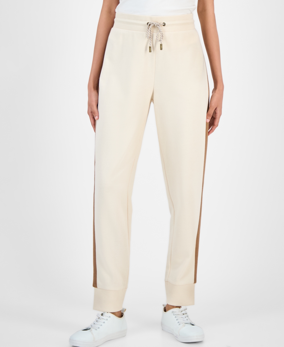 Nautica Jeans Women's Side-striped Jogger Pants In White