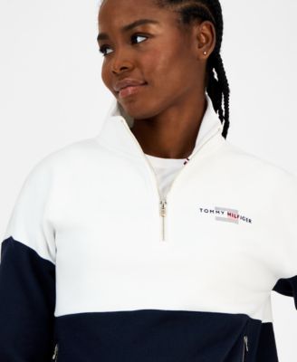 Women's Colorblock Quarter Zip Sweatshirt 