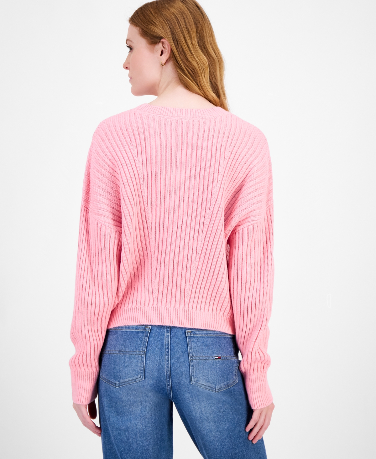 Tommy Hilfiger Women's Traveling Cable Sweater In Pink
