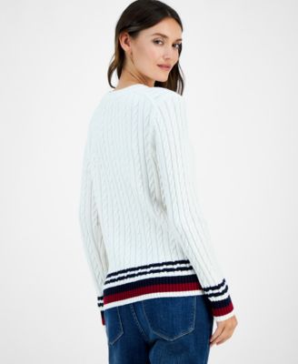 Women's Cotton Cable Knit Sweater