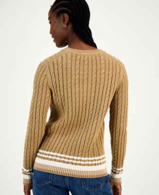 Women's Cotton Cable Knit Sweater