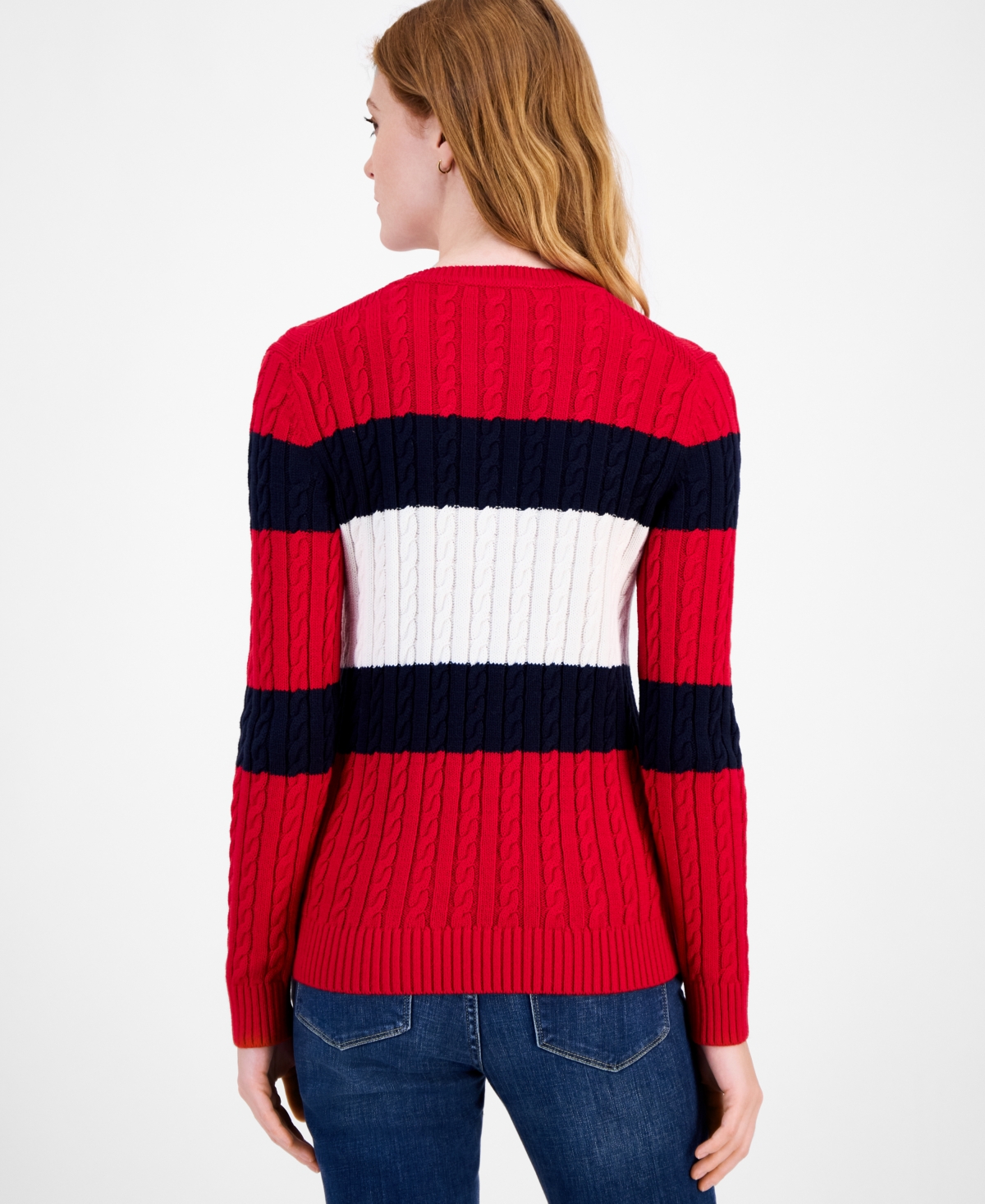 Tommy Hilfiger Women's Cotton Flag Cable Knit Sweater In Multi