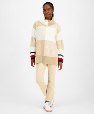 Women's Plaid Cowlneck Sweater 