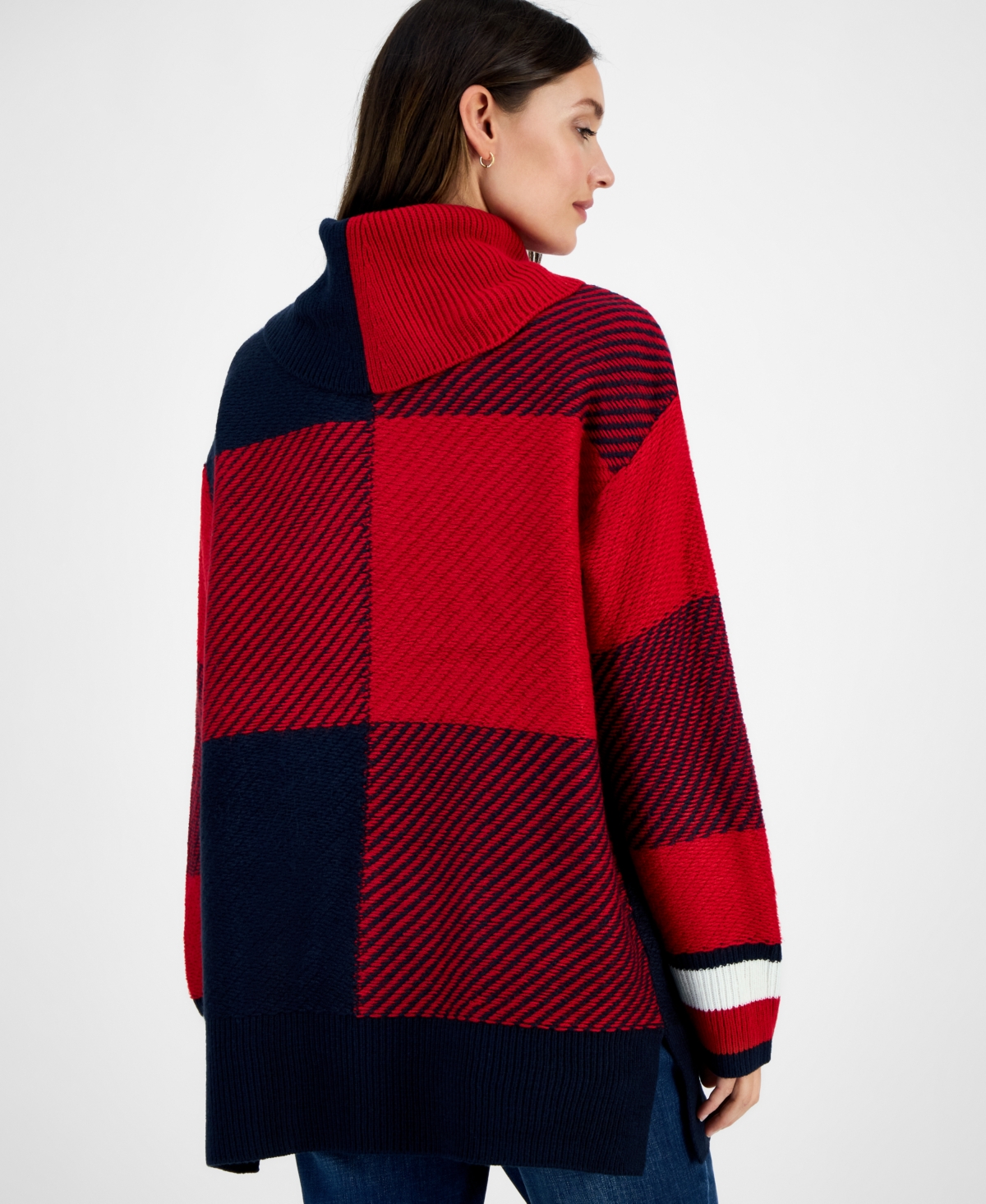 Tommy Hilfiger Women's Plaid Cowlneck Sweater In Red
