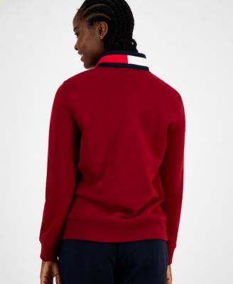 Women's Quarter Zip Embroidered Logo Sweatshirt