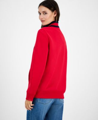 Women's Quarter Zip Embroidered Logo Sweatshirt