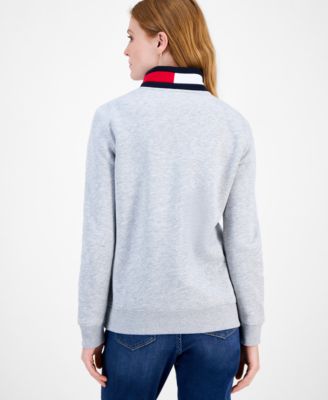 Women's Quarter Zip Embroidered Logo Sweatshirt