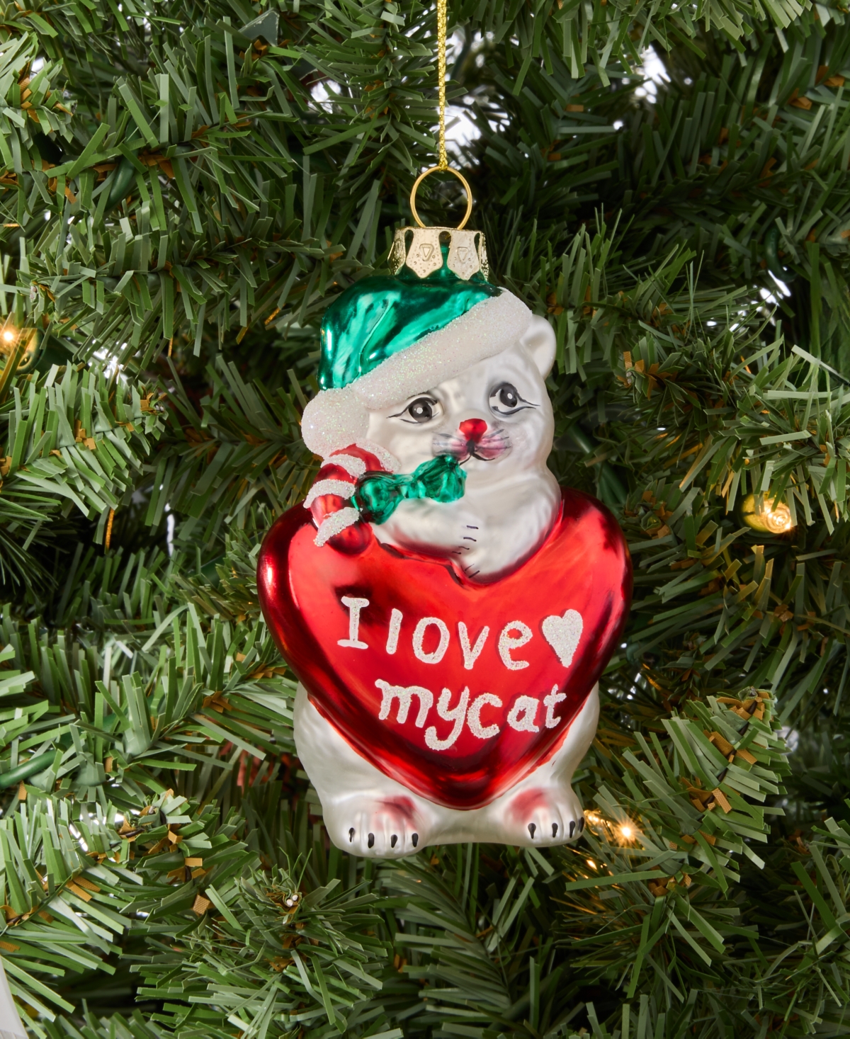 Holiday Lane Pets Glass Cat Ornament, Macy's Exclusive