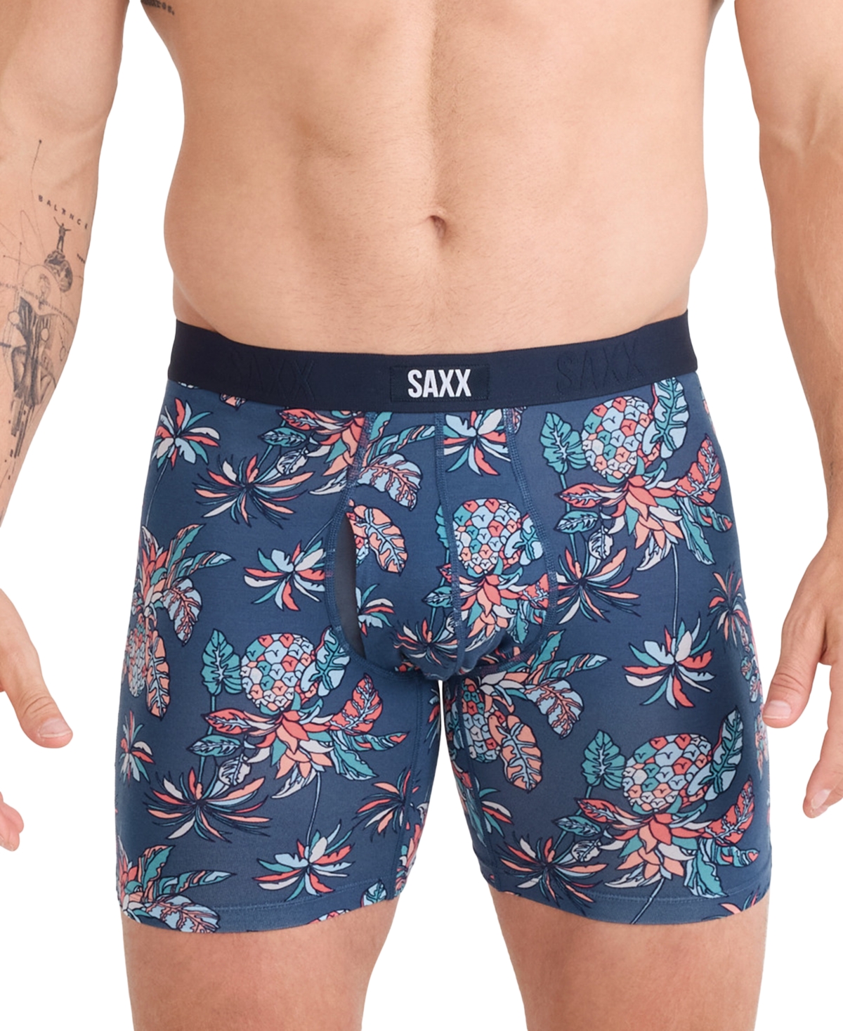 Saxx Men's Vibe Xtra Slim-fit Printed Boxer Briefs In Blue