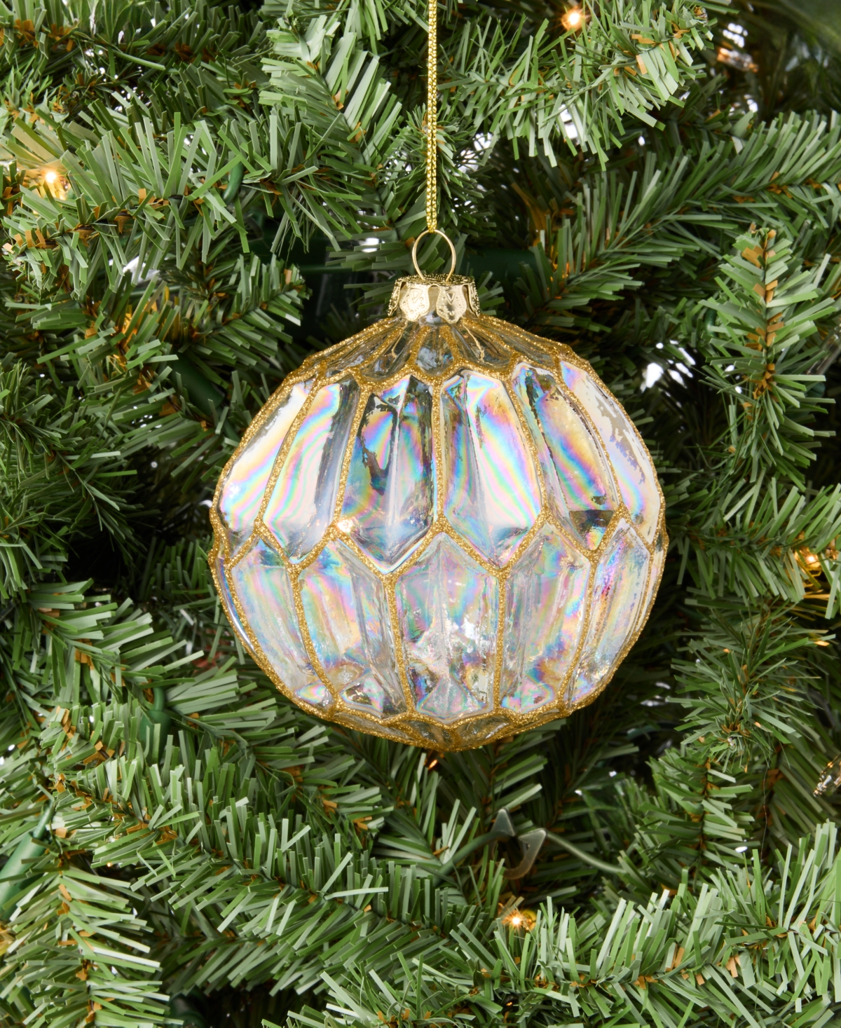 Holiday Lane Berry Tones Gold Molded Ball Ornament, Macy's Exclusive