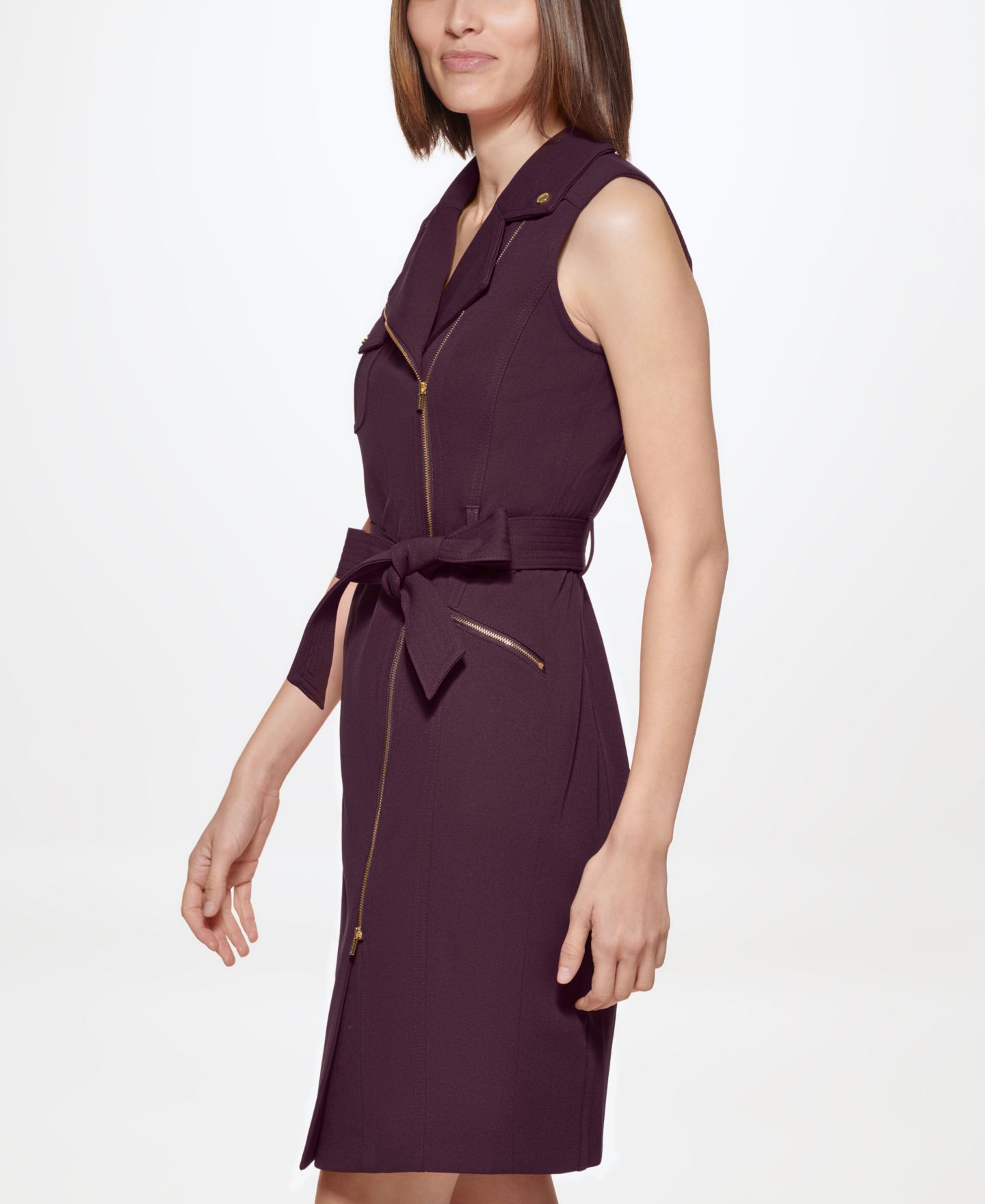 Женское платье Calvin Klein Scuba Crepe Sleeveless, цвет: Баклажановый — фото 3