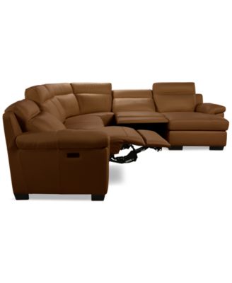 Julius II 6-Pc. Leather Chaise Sectional with 2 Power Recliners, Macy's Exclusive