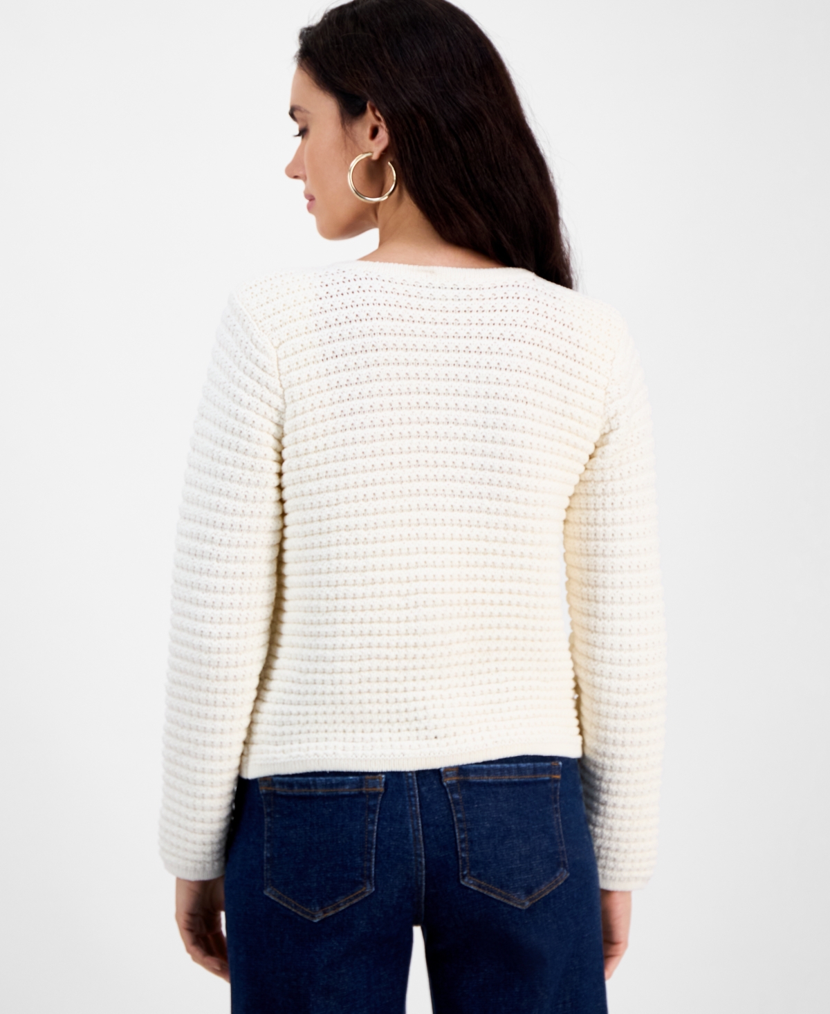 Inc International Concepts Petite Yarn-blend Button-down Cardigan Sweater, Created For Macy's In Neutral