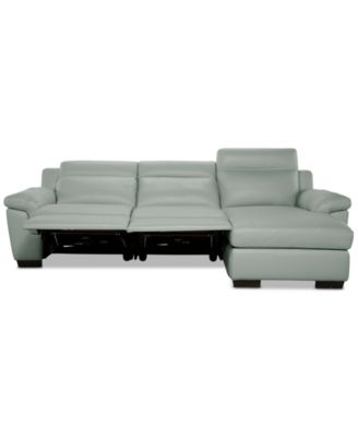 Julius II 3-Pc. Leather Chaise Sectional with 2 Power Recliners, Macy's Exclusive
