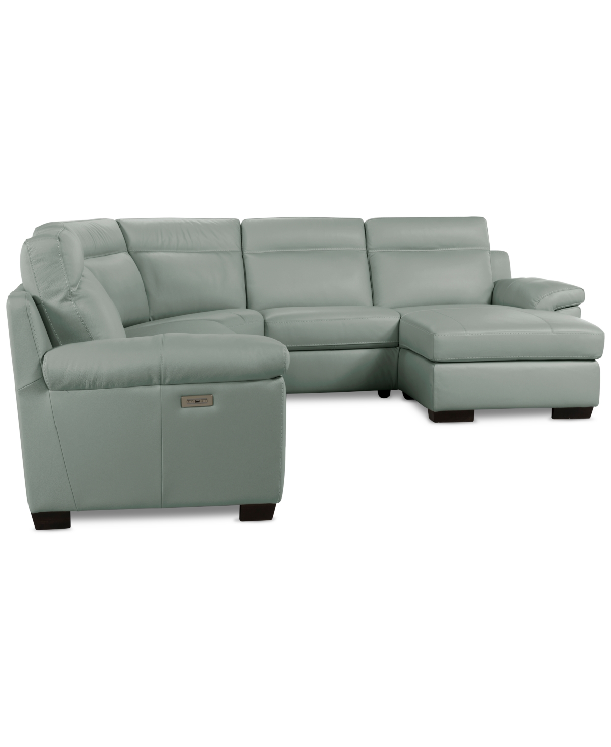 Macy's Julius Ii 5-pc. Leather Chaise Sectional With 1 Power Recliner,  Exclusive In Gray