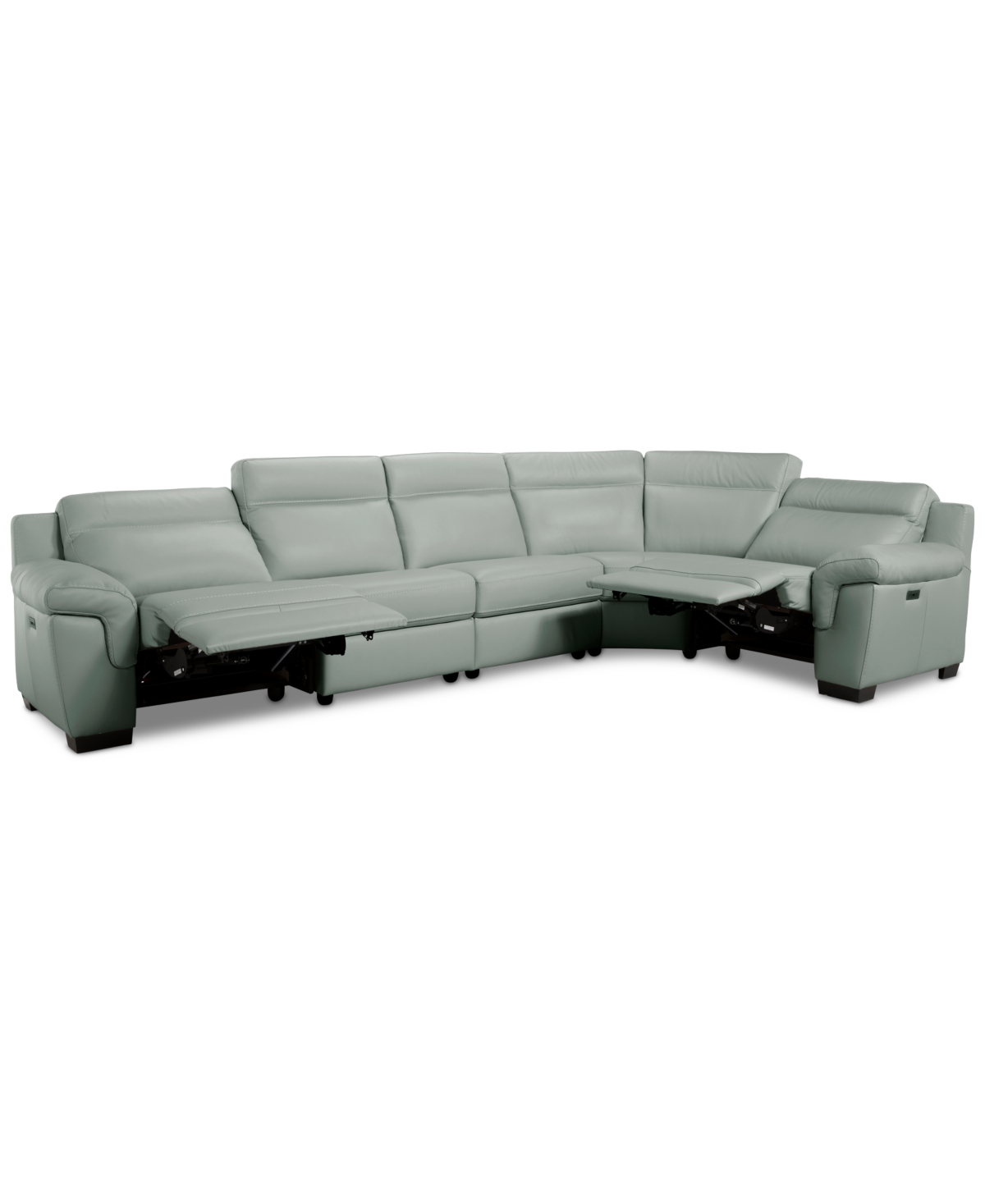 Macy's Julius Ii 5-pc. Leather L Sectional With 2 Power Recliners,  Exclusive In Gray