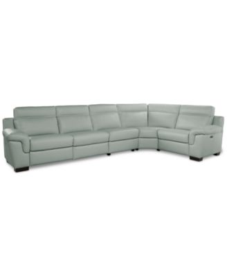 Julius II 5-Pc. Leather L Sectional with 3 Power Recliners, Macy's Exclusive