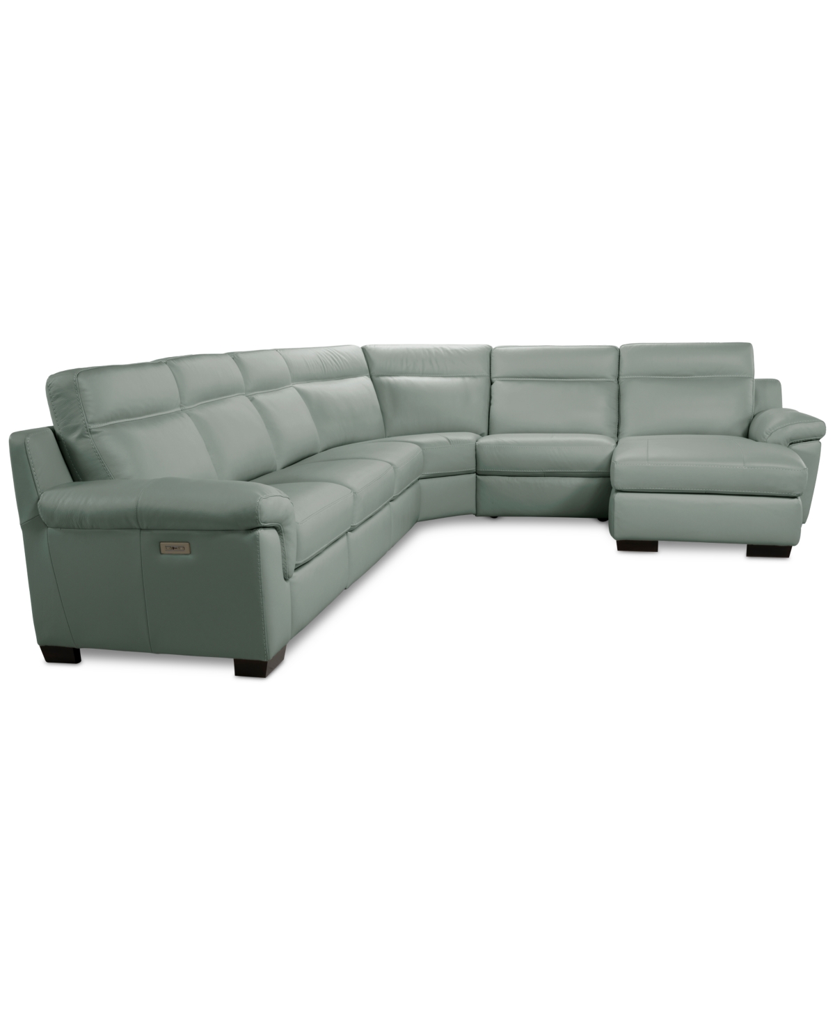 Macy's Julius Ii 6-pc. Leather Chaise Sectional With 2 Power Recliners,  Exclusive In Gray