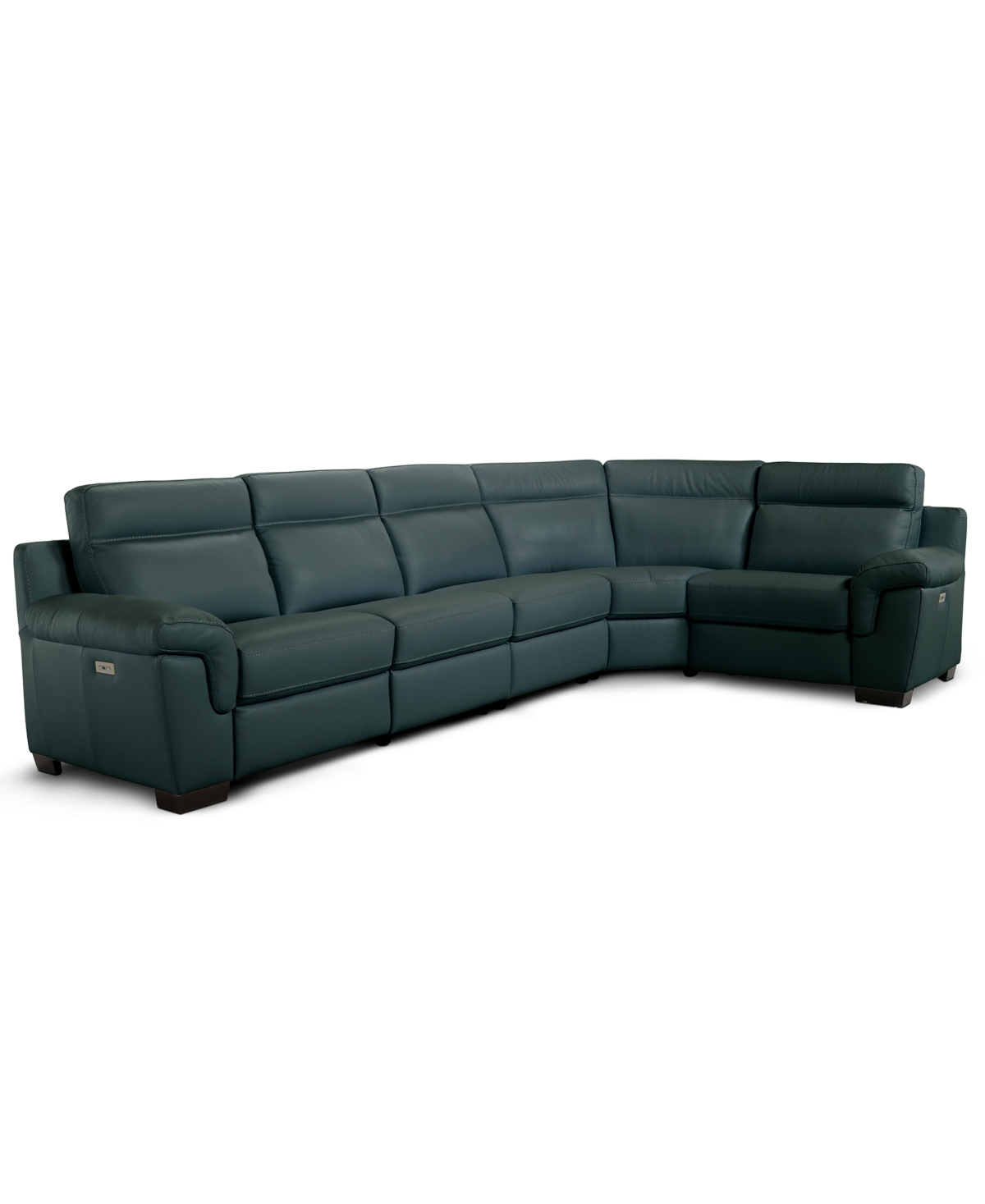 Macy's Julius Ii 5-pc. Leather L Sectional With 2 Power Recliners,  Exclusive In Blue