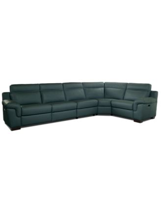 Julius II 5-Pc. Leather L Sectional with 3 Power Recliners, Macy's Exclusive