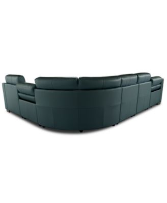 Julius II 6-Pc. Leather Chaise Sectional with 2 Power Recliners, Macy's Exclusive