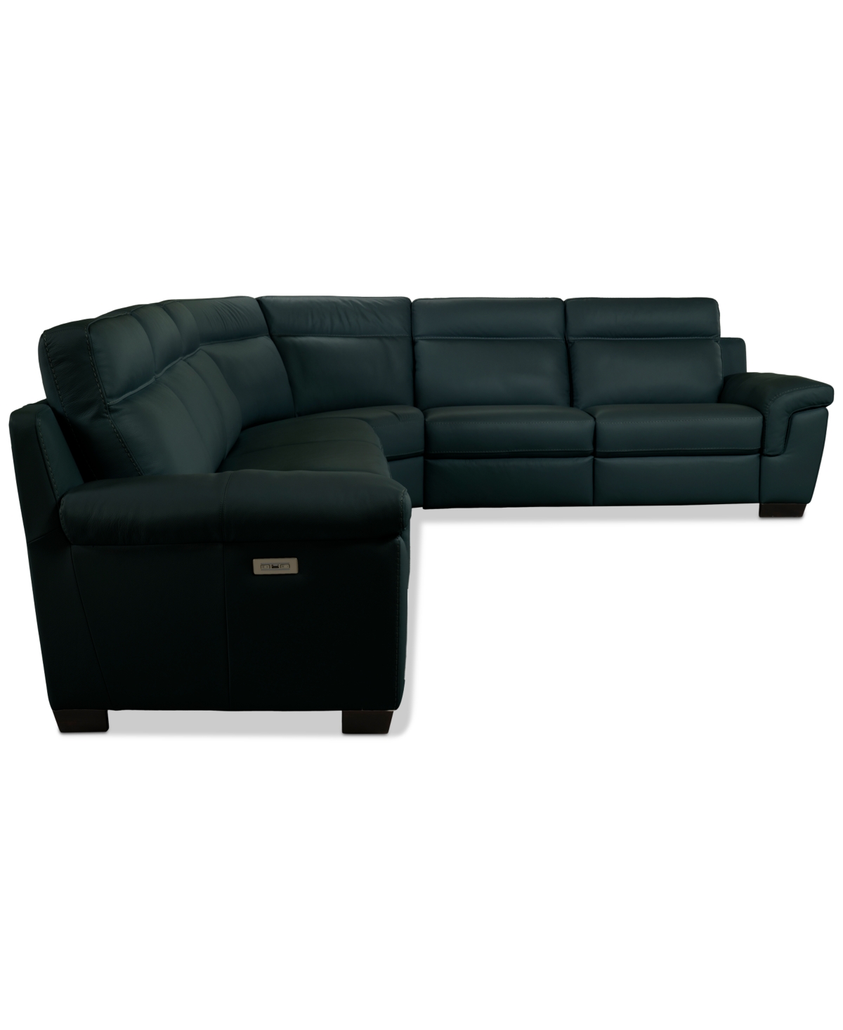 Macy's Julius Ii 6-pc. Leather L Sectional With 3 Power Recliners,  Exclusive In Blue