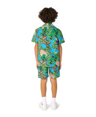 Big Boys 2-Piece Minecraft Summer Short Sleeve Shirt and Shorts Set