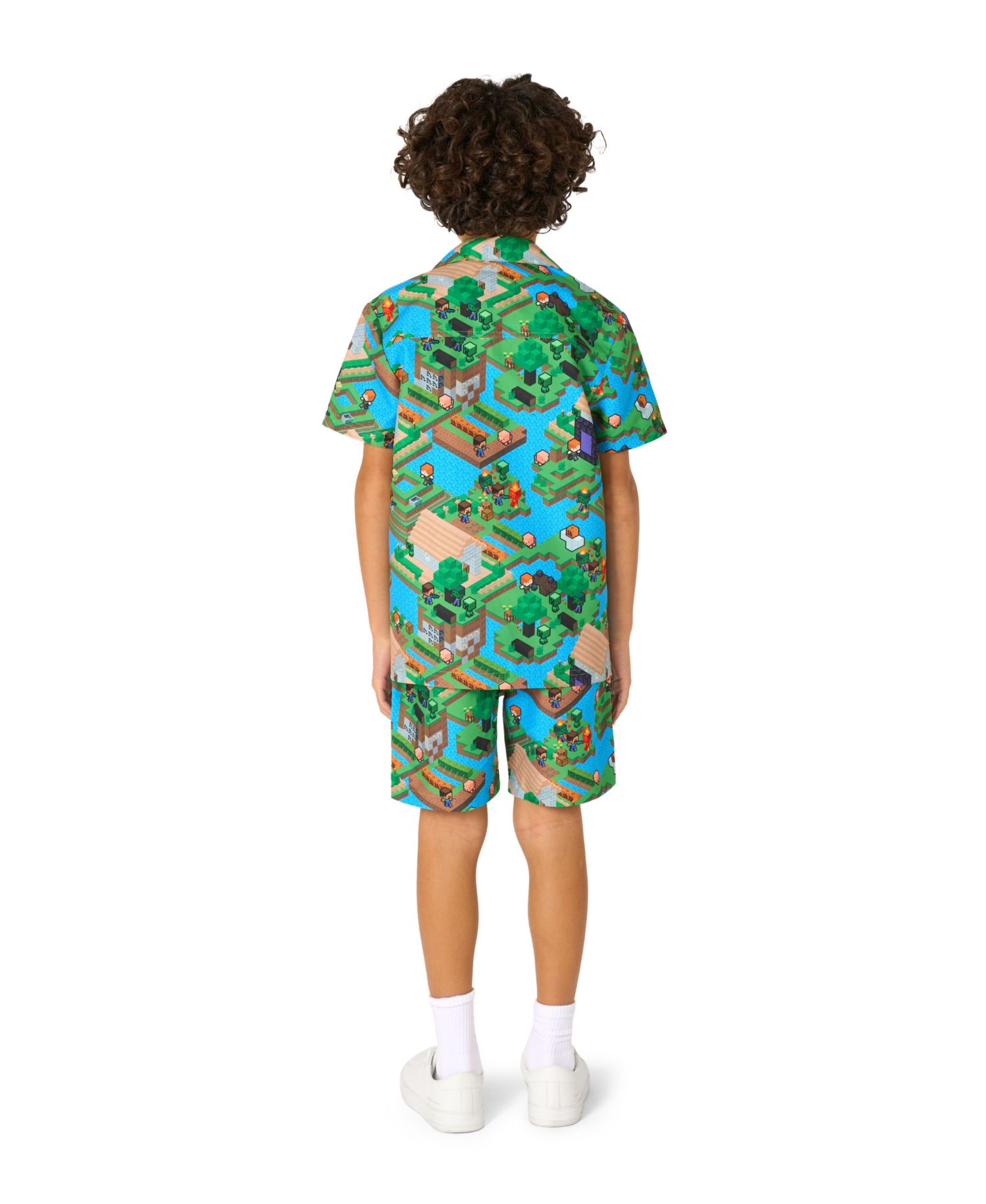 Big Boys 2-Piece Minecraft Summer Short Sleeve Shirt and Shorts Set