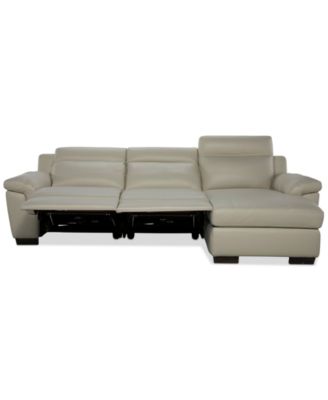 Julius II 3-Pc. Leather Chaise Sectional with 2 Power Recliners, Macy's Exclusive