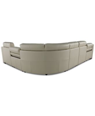 Julius II 6-Pc. Leather Chaise Sectional with 2 Power Recliners, Macy's Exclusive