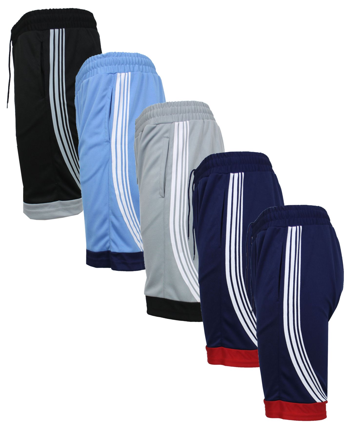 Мужские шорты Galaxy By Harvic 5-Pack Lightweight Breathable Moisture Wicking Mesh, цвет: Чёрный / Синий — фото 3