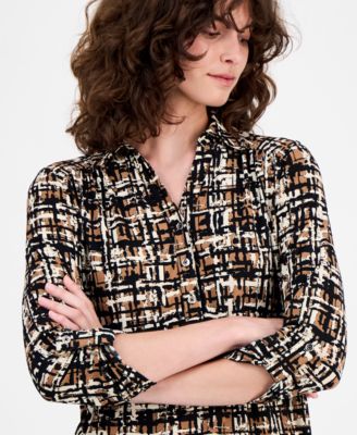 Women's Printed Ruched-Tab Shirt