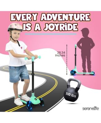 3-Wheel Foldable Kids Scooter - Child Toy Scooter with Built-in LED Wheel Lights, and Easy Maneuvering Lean-to-Steer Technology