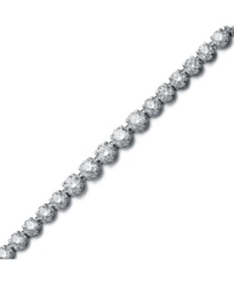 Sterling Silver with Cubic Zirconia Graduated Circle Link Tennis Necklace