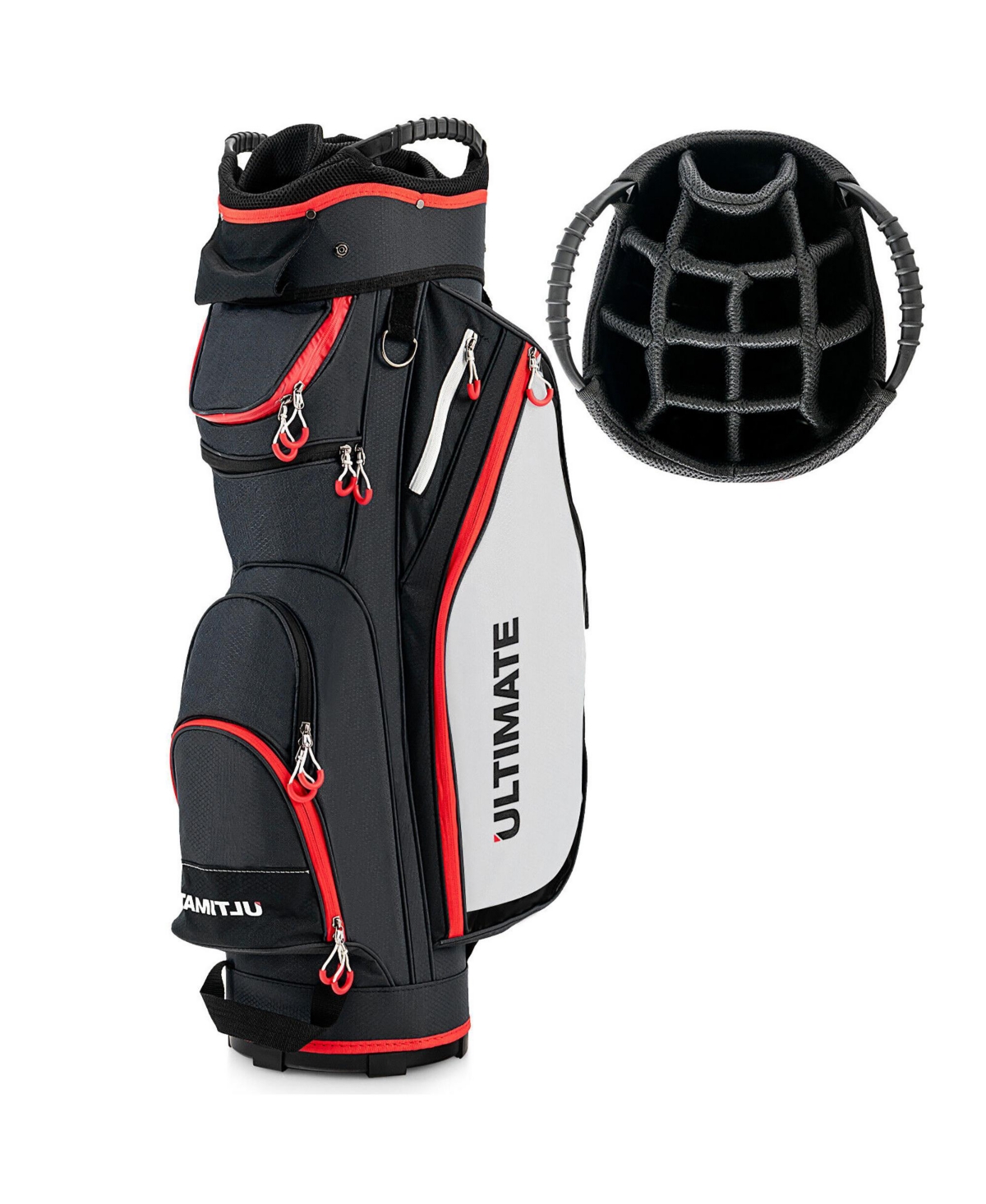 9.5&#x22; Golf Cart Bag w/14 Divider Rain Hood Cooler Bag 8 Pockets - Navy