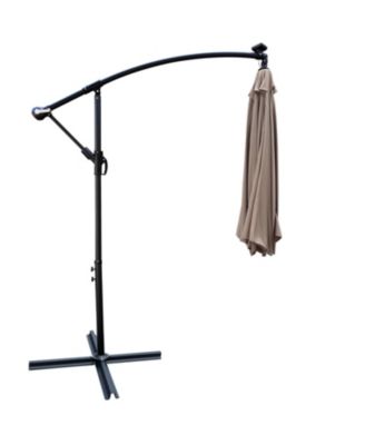 10 ft Outdoor Patio Umbrella Solar Powered LED Lighted Sun Shade Market Waterproof 8 Ribs Umbrella with Crank and Cross Base