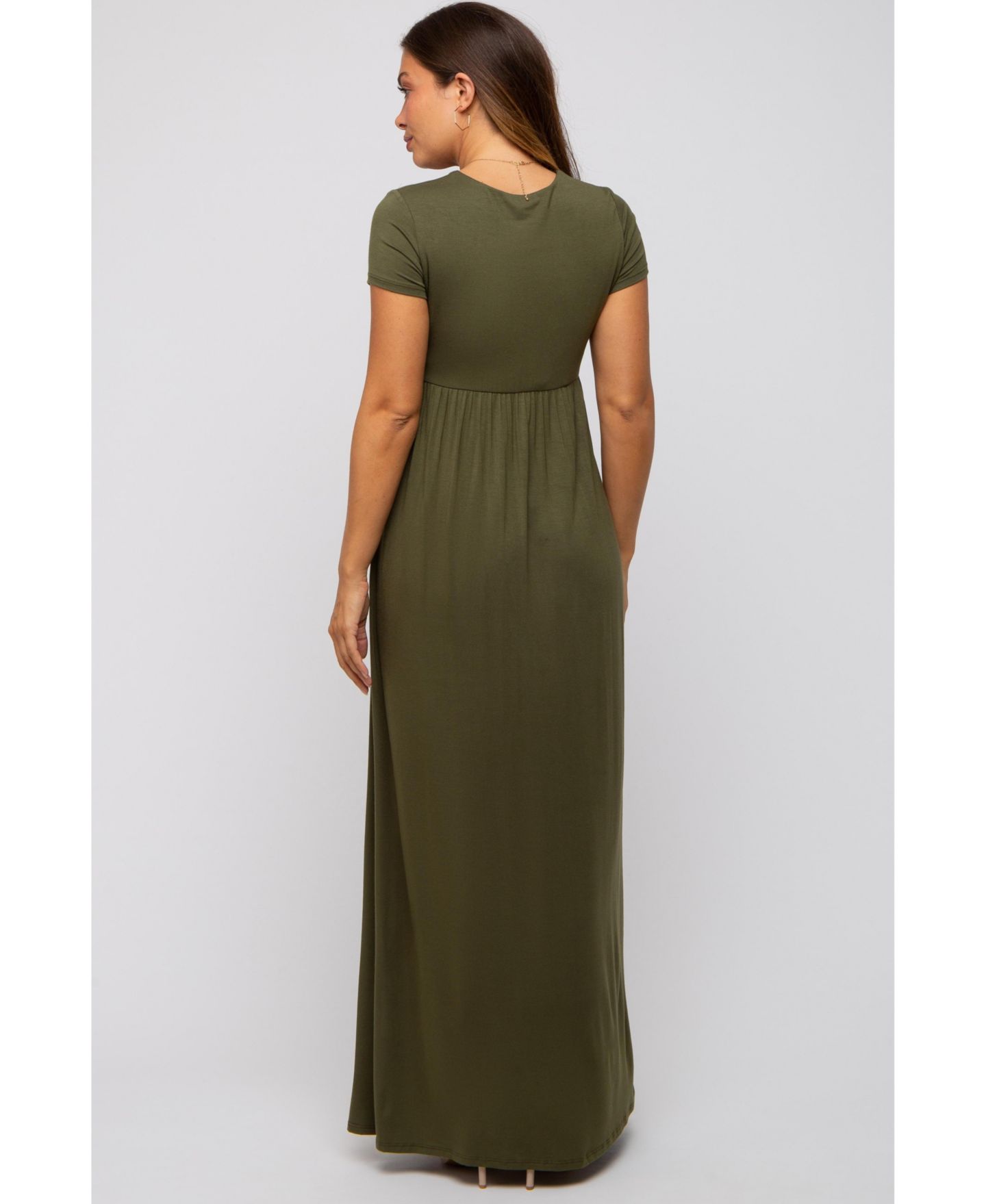 Женское платье Pinkblush Charcoal Draped Maternity/Nursing Maxi, цвет: Тёмно-зелёный — фото 3