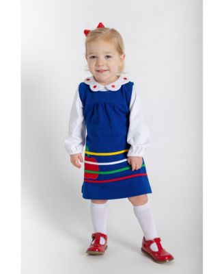 Toddler Girls French Terry Jumper With Apple
