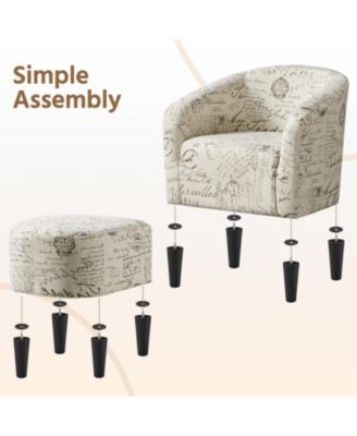 Contemporary Fabric Club Chair and Ottoman Set