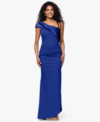 Betsy & Adam - Women's One-Shoulder Asymmetrical-Hem Long Sheath Dress