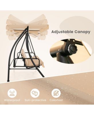 Outdoor Swing Chair Glider Patio Hammock Converting Flatbed w/ Adjustable Canopy