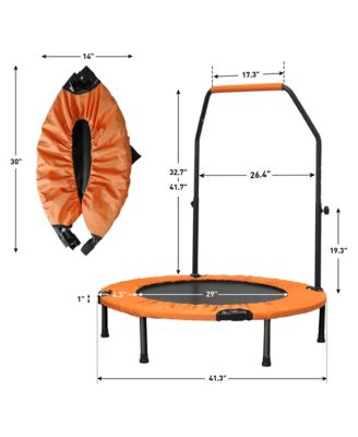 40inch Foldable Mini Trampoline Orange Fitness Rebounder with Adjustable Foam Handle