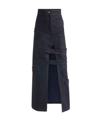 Women's Davidson Maxi Denim Skirt - High-Slit & Strappy
