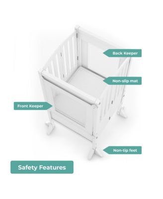 Contemporary Kitchen Helper Step Stool - Walnut: Kids' Adjustable, Foldable Wooden Learning Toddler Tower with Non-Slip Mat