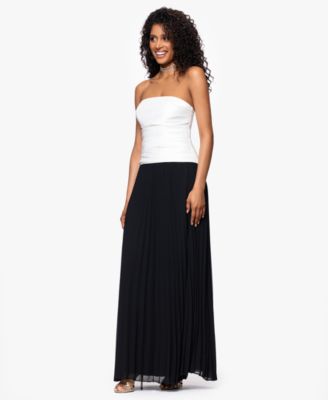 Petite Strapless Mixed-Media Dress